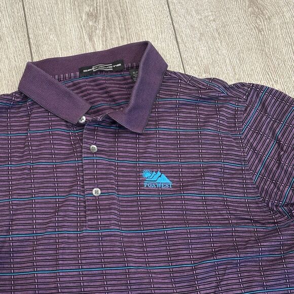 Vintage Carnoustie x PGA West Purple Striped Golf Polo Mens XL Retro 90’s - Picture 1 of 5